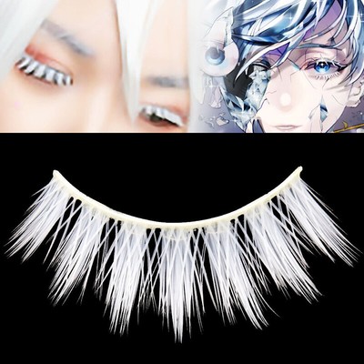 3pair White Eyelashes Cosplay Makeup Natural Long Cross Strip False Eye Lash _cn
