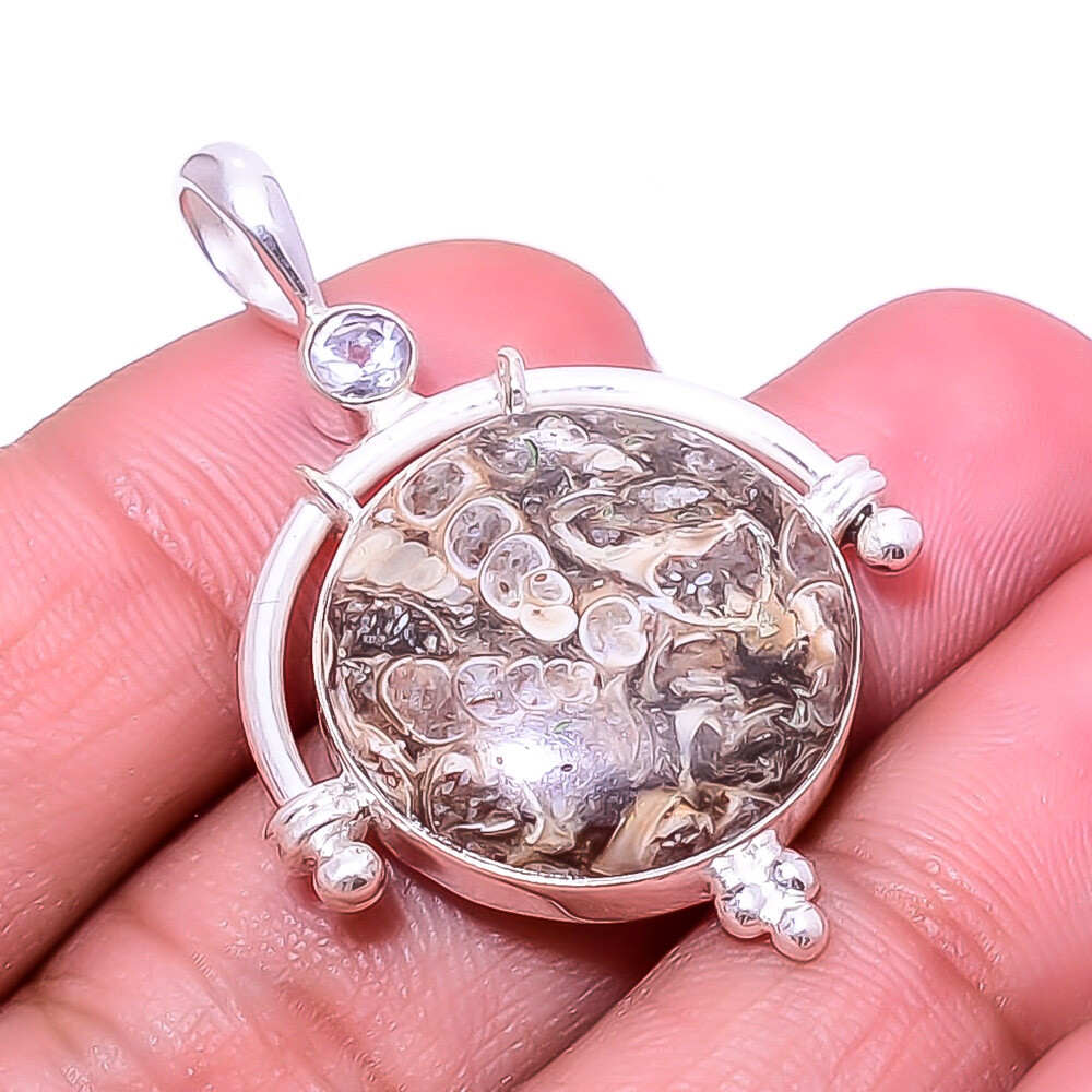 Turritella Agate - Wyoming 925 Sterling Silver Pendant 1.64