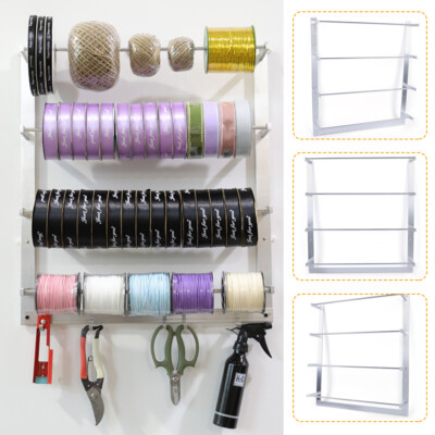 Thread Holder Organizer Wire Spool Rack Ribbons Roll Storage Sewing Tool Silver