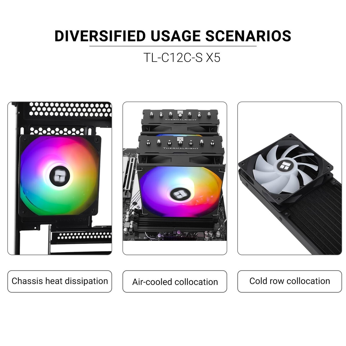 Thermalright TL-C12C-S X5 CPU Fan 120mm ARGB Case Cooler Fan, 4pin