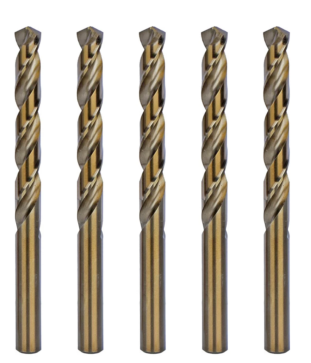 HSS Cobalt Drill Bit Set 5Pcs 1 2 in. Jobber Twist Metalworking