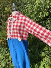 Vtg Raggedy Andy Handmade Halloween Costume with Wig Small Adult Or Large Child