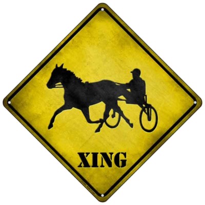 Harness Racing Xing Novelty Mini Metal Road Notice 8'' Cross Xing Crossing Sign