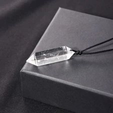 Natural Clear Quartz Double Point Pendant White Crystal Charm Necklace Handmade