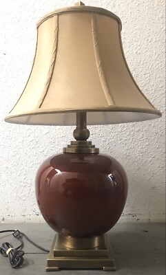 Uttermost Daviel Red Table Lamp Cinnamon red porcelain with coffee bronze metal.