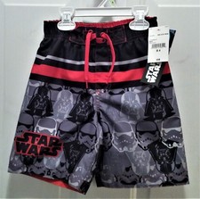 NWT Disney Star Wars Multi-Color Swim Trunks, Red-Orange Stripe, Boy's Size 4