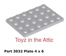 Lego 1x 3032 Light Bluish Gray Plate 4 x 6 10497