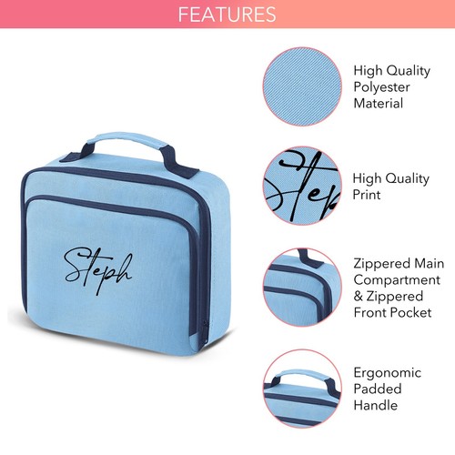 Personalised School Backpack Set Of 5 In Sky Blue with Name for Kids Or Children - Picture 6 of 9