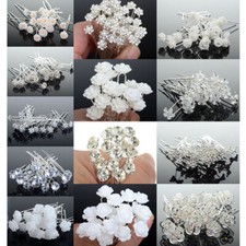 1-20pcs Crystal Diamante Bridal Hair Pin Clips Accessories Wedding Flower Pearl  