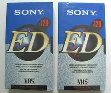 Sony Blank VHS 2 Lot T-120 ED NEW NISP ~ SP 2hrs T-120EDC Cassettes Tapes EP 6hr