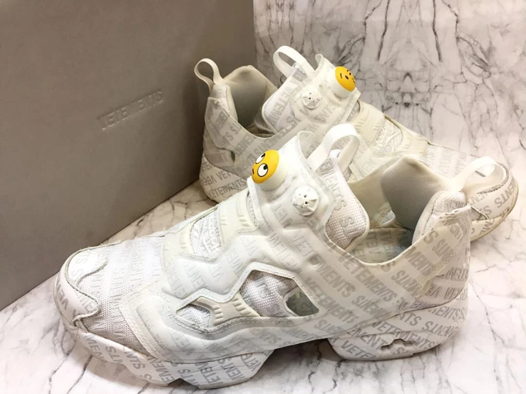 Vetements x Reebok Instapump Fury Emoji Shoes With Box Logo White