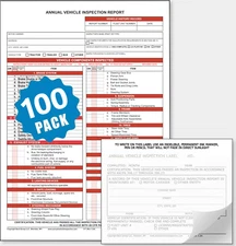 Annual Vehicle Inspection Report Form 3-Ply Carbonless and Label 2-ply, 100-PACK