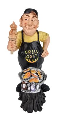 Funny Job Grillgott Mann Grill Fleischspieß BBQ Geschenk-idee Dekoration Figur