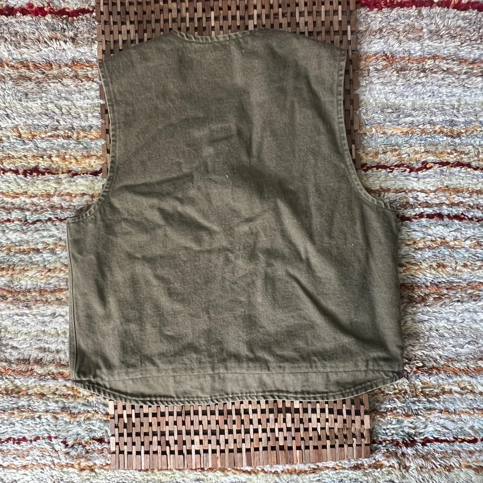 Carhartt Duck Canvas Sherpa Lined Vest Full Zip Green Men's Size Large L - Image 2 of 3