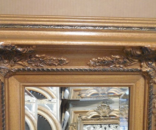 Verzierter Wandspiegel Massivholz "18x20" rechteckig abgeschrägt individuell gerahmt - Bild 3 von 12