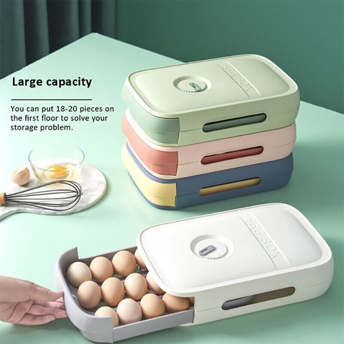 Egg Tray Storage Box Drawer Kitchen Organizer Stackable Holder Food Container - Picture 8 of 20
