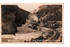 Postcard Canada Kicking Horse Canyon with Train RPPC Real Photo Postcard