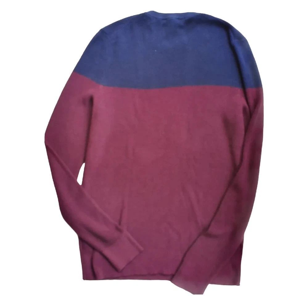 Express Pullover Crew Neck Sweater Men's M Burgundy Navy Long Sleeve NWT - Image 2 of 4