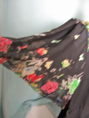 floryday winter dresses Dress Lg Midi Lined Polyester Chiffon Flutter Sleeve Black Floral NWT and any moment you Size:XLARGE How To Wear Brown trend_long-sleeve