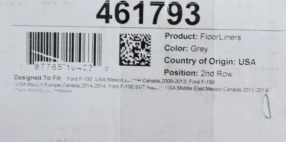 NUEVO revestimiento de piso gris 461793 Ford F-150 doble cabina 2009-2014 para todo clima segunda fila Foto 2 de 4