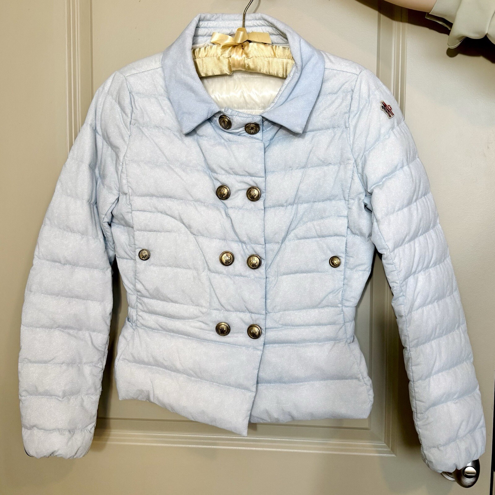 Moncler Soubise Light Blue Puffer Jacket Size 1S MSRP $1500