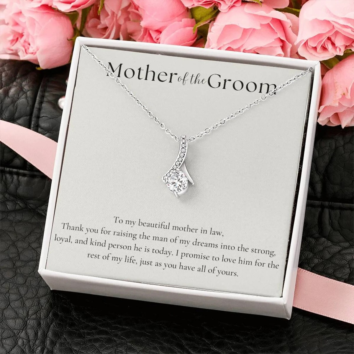 Gift for Mother of the Groom wedding keepsake necklace with message  stunning!