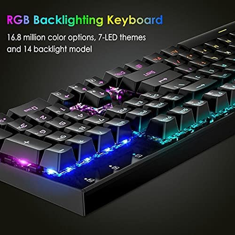 RGB Backlit Mechanical Keyboard with 16.8M Colors and 104 Keys for PC/Laptop