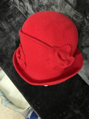 VTG Lady Rachel 100% LanaWool Womens Red Cloche Hat NEW With  display picture 3