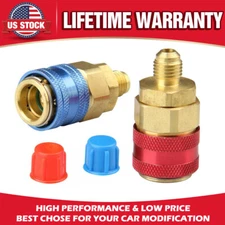2 PACK High/Low Side Quick Couplers & Hose Fittings for Car A/C System Recharge
