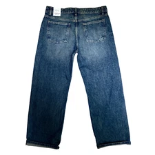 Zara Jeans Womens 6 34 Selvedge Straight Wide Leg Fold Up Denim Pants 34x28 NWT