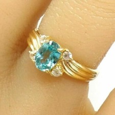 Solitaire Engagement Ring 14K Yellow Gold Plated 2Ct Oval Simulated Blue Topaz