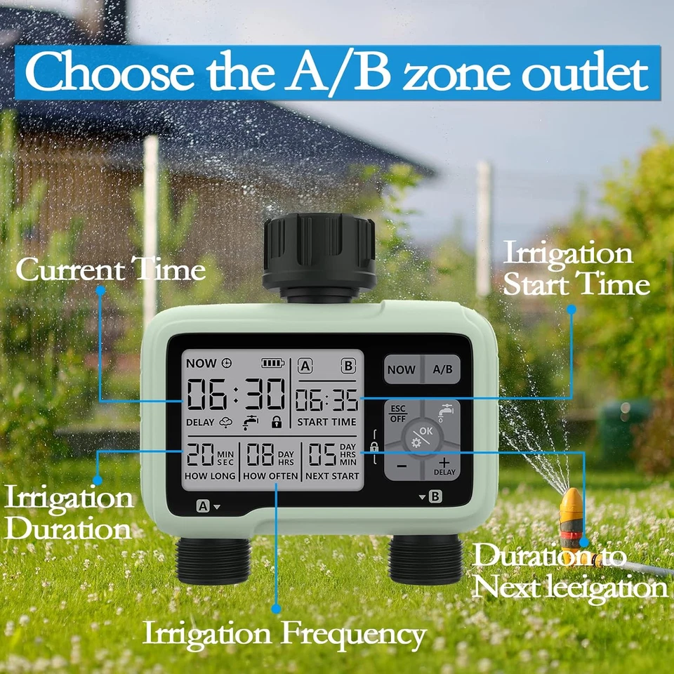 Centralina Irrigazione Giardino Automatico a 2 Vie Timer Programmatore Imp.IP5X - Immagine 2 di 4