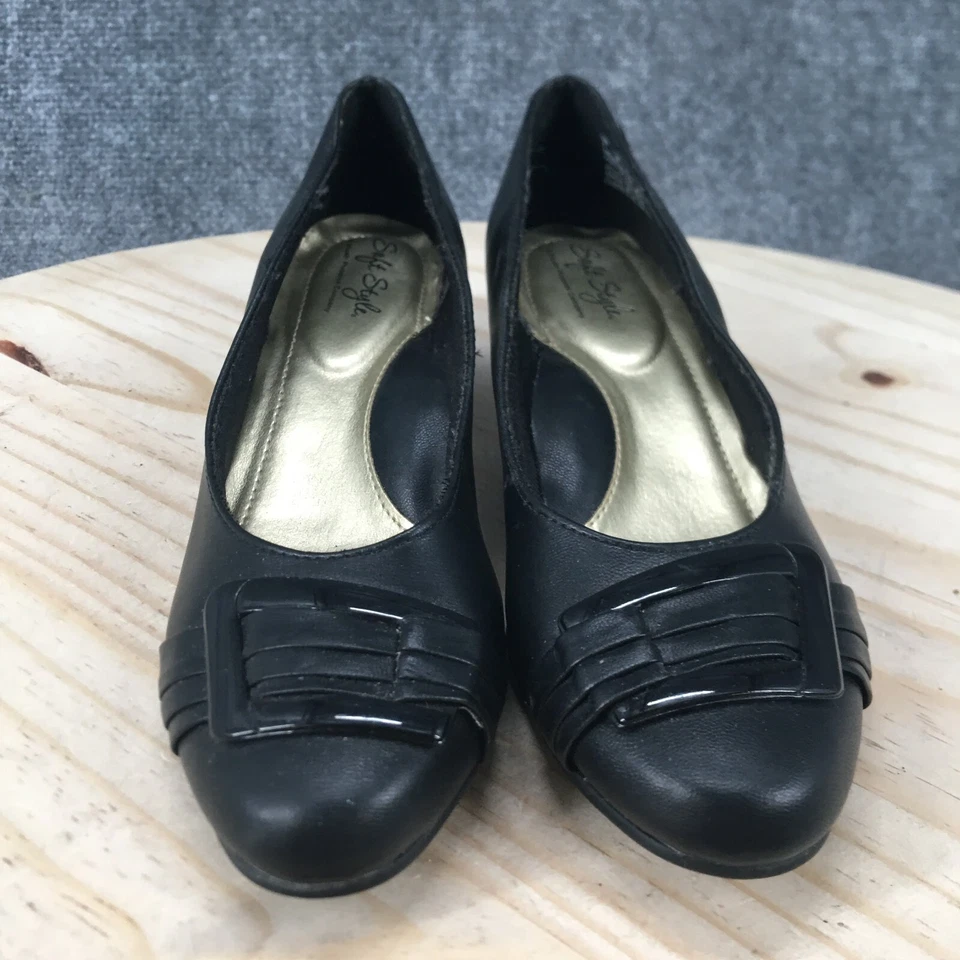 Zapatos de salón estilo suave Hush Puppies para mujer 7M plisados Be With You de cuero negro Foto 3 de 4