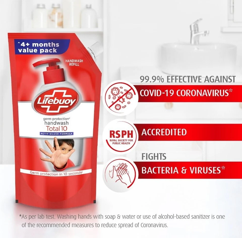 Жидкость для ручной стирки Lifebuoy Total 10 защита от микробов упаковка, 675 мл (1+1 бесплатная комбинация) - Изображение 4 из 4