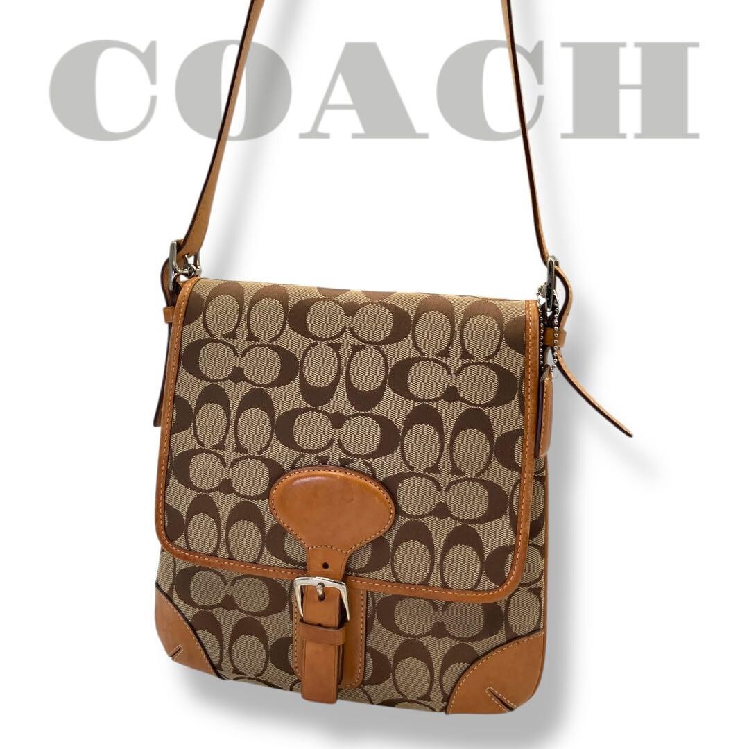 COACH Small Saddle Crossbody Bag in Signature Brown Tan Canvas & Leather 6079