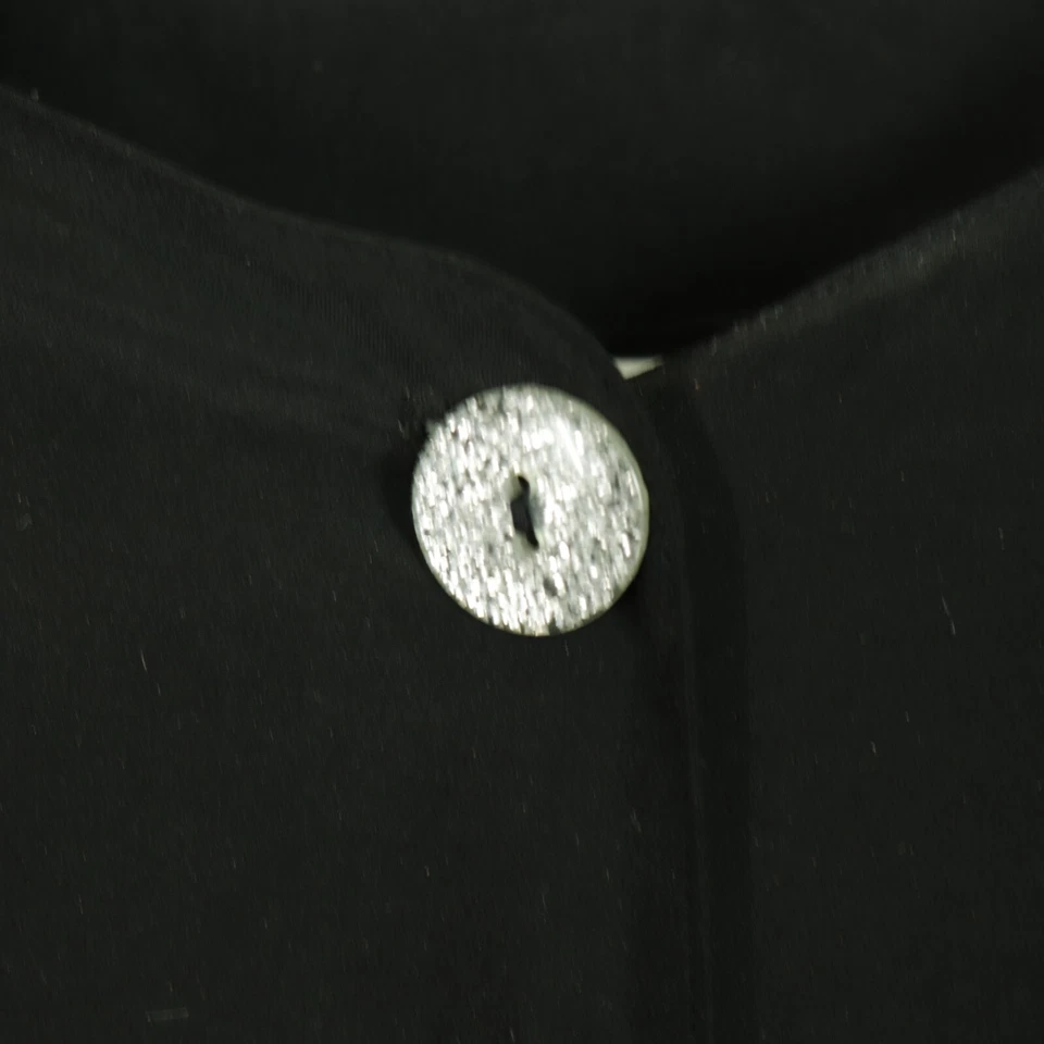 Blusa de seda Sunny Leigh S preta manga longa botão cintilante lantejoulas corte transparente alta baixa - Imagem 3 de 4