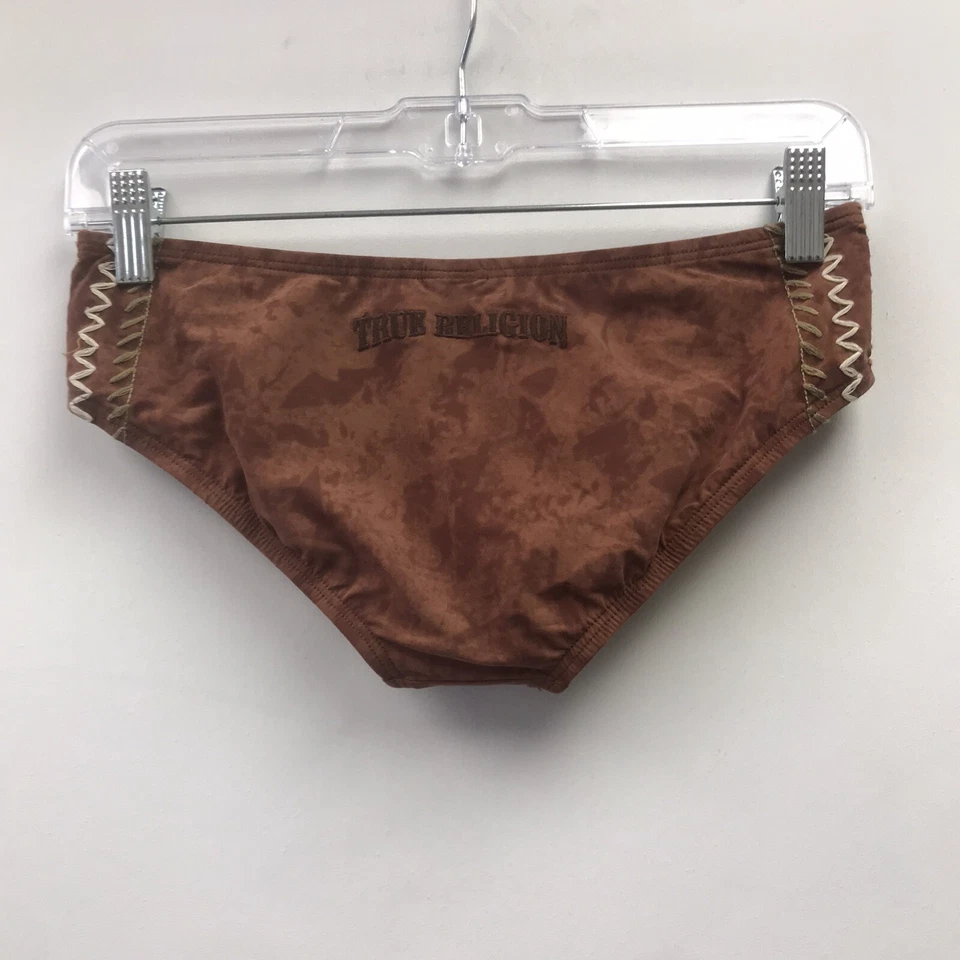 Купальник бикини женский True Religion размер XS низ коричневый с вышивкой - Изображение 2 из 4