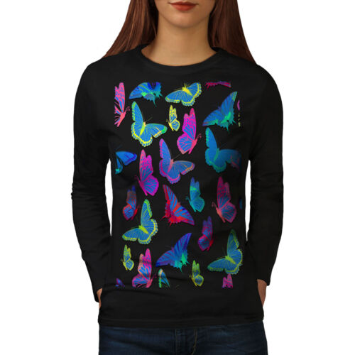 T-shirt femme à manches longues papillon animal geek animal Wellcoda, design décontracté insecte - Photo 1/5