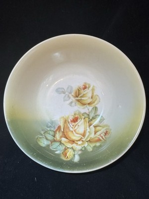 Vintage Kahla Germany 8  Serving Bowl With Flower Design Yellow Rose Crazing