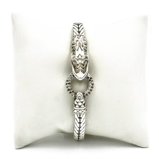 John Hardy Sterling White Topaz Naga Dragon 7.25in Size 7 Bracelet #S5347 2