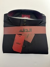 Men 56 LARGE Size Daffah High Quality WINTER Thobe BLACK Jubba FLAT SLEEVE