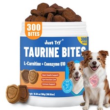 Just Try Taurine CoQ10 Supplement for Dogs, 10.58 oz Ounce, brown