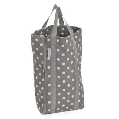 Hobby Geschenk ''grau Leinen gepunktet'' Wende-Stricktasche mit Nadelaufbewahrung