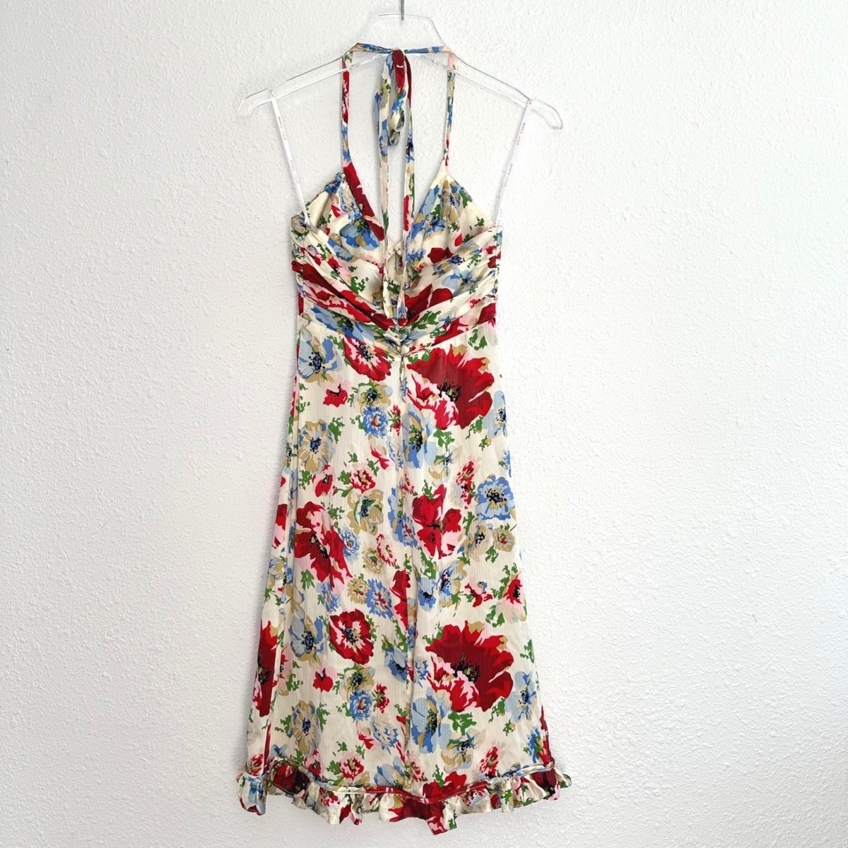 Betsey Johnson Halter Silk Dress Size 2 Floral Vintage 90s Y2k Deadstock  Cottage | eBay