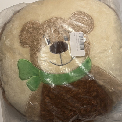 Bear Pattern Weighted Lap Blanket Round 15'' Brown Beige Green Kids Bedroom