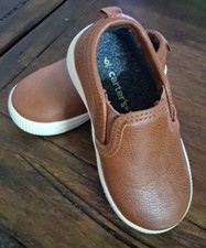 Carter's RICKY Toddler Boy Faux Leather Sneaker Slip-on Size 6 Brown