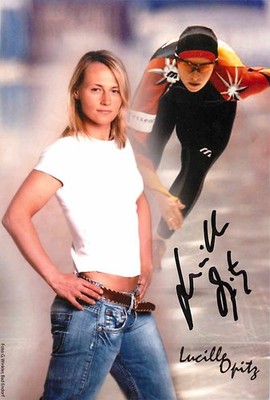 Lucille Opitz - Speed Skating Olympic Champion - Signed Autograph Card