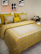Geometric Printed Home Decor Cotton Double Bed Sheet With 2 Pillow Cover 90x108