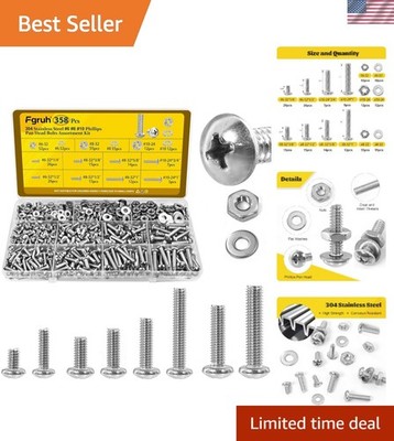 Versatile 358PCS Phillips Pan Head Screw & Bolt Set - Ideal for DIY Projects