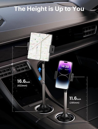 JSAUX Universal Car Cup Phone & Tablet Mount iPad Fold Samsung Pixel 360° Arm - Picture 4 of 19